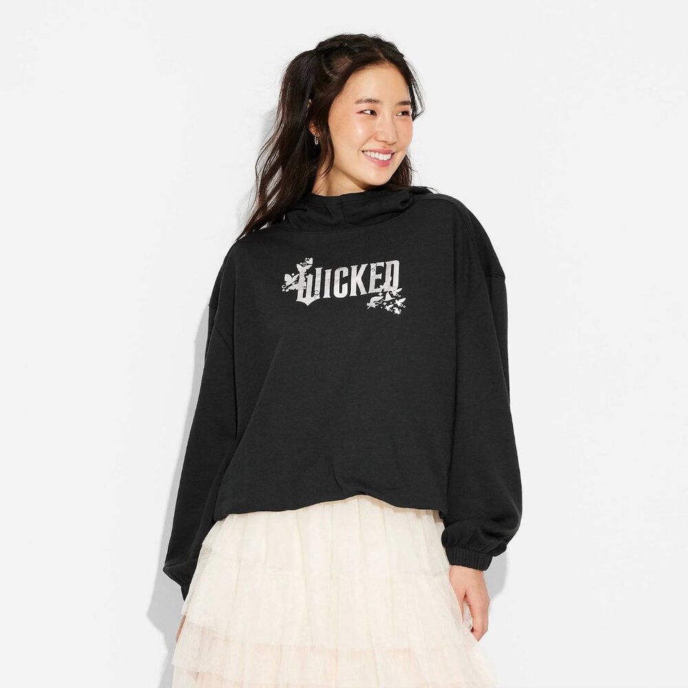 NEW! Wicked Graphic Hoodie Sweatshirt - Black - Women's Size XS